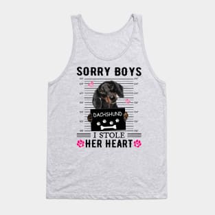 Black Dachshund Sorry Boys I Stole Her Heart Tank Top